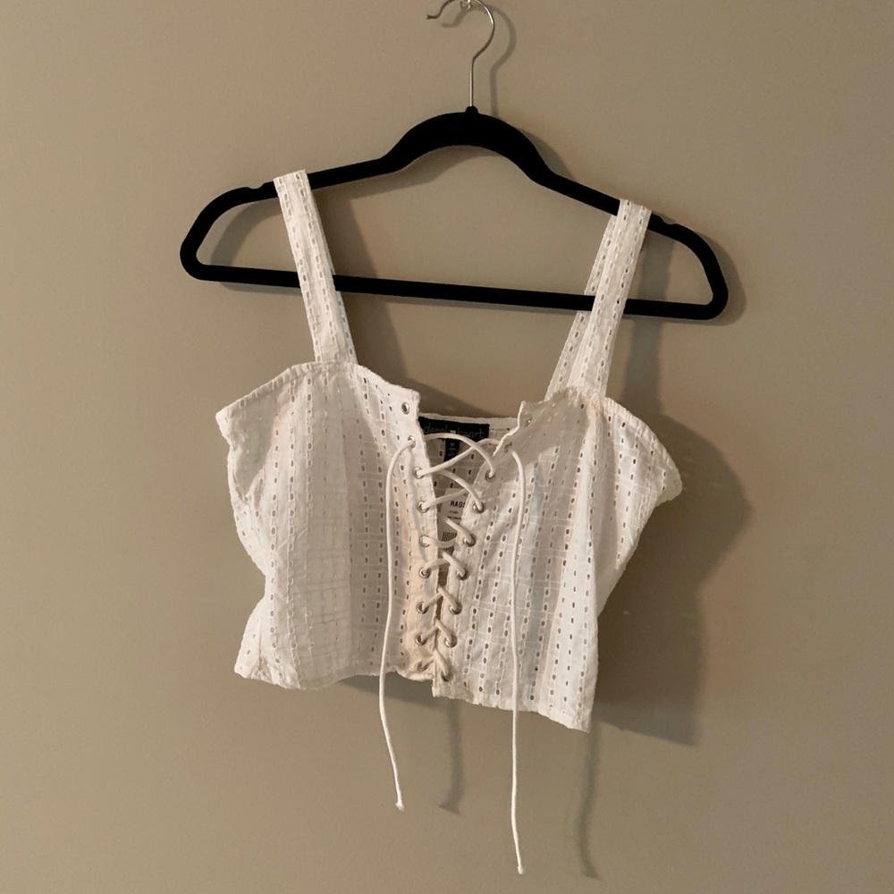 White Lace-Up Tank Top